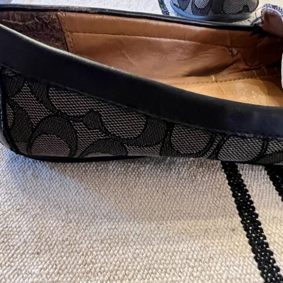 Coach Olive Black Gray Signature Logo Print Canvas Leather Loafer Size 7B - Picture 5 of 15